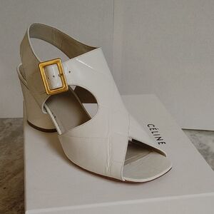 Celine Lympia White Crocodile Embossed Leather Sandals Phoebe Philo Era Sz 40.5